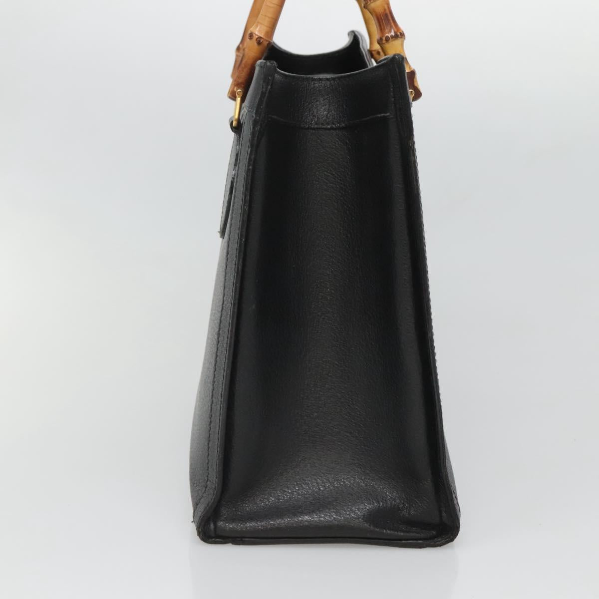 GUCCI Bamboo Hand Bag Leather Black Gold 002 2853 0260 0 Auth mr1336