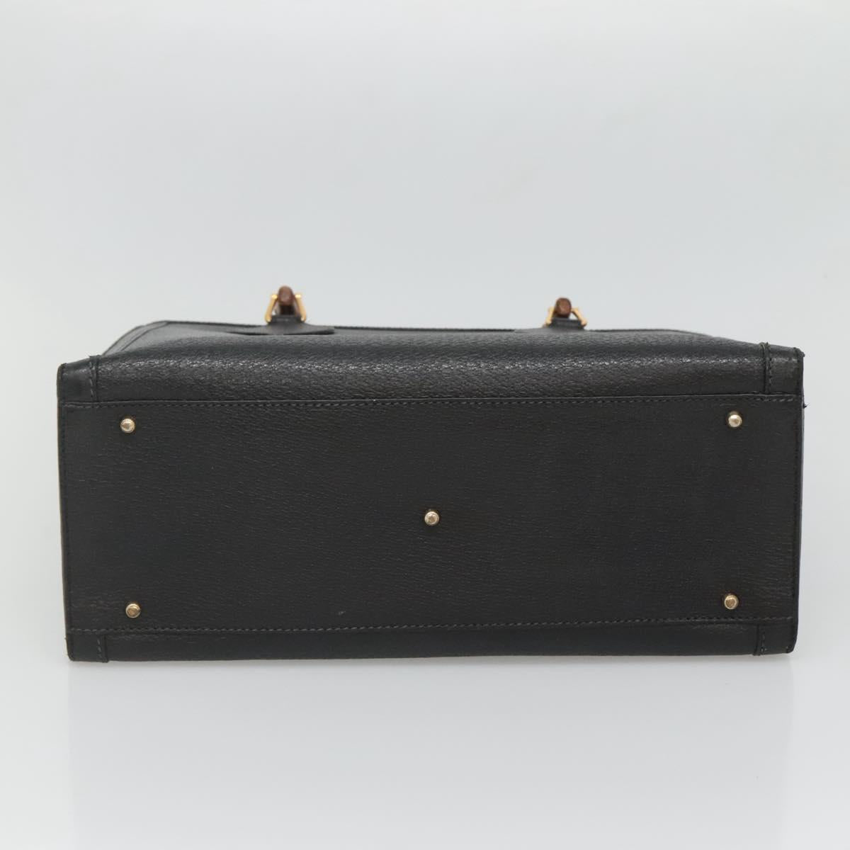 GUCCI Bamboo Hand Bag Leather Black Gold 002 2853 0260 0 Auth mr1336