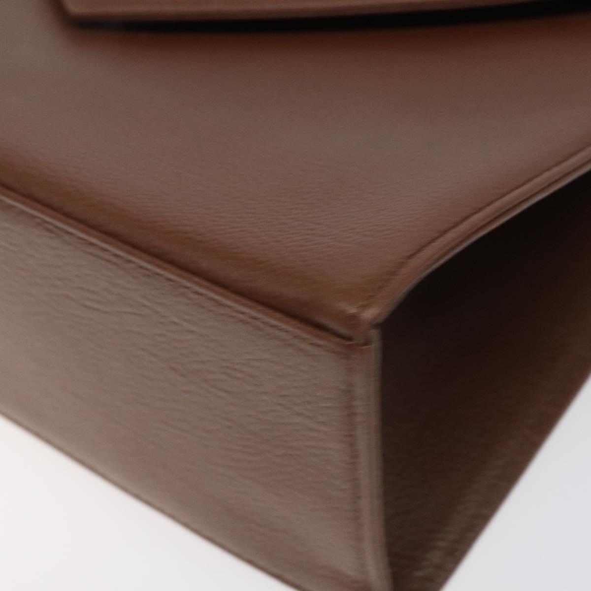 SAINT LAURENT Hand Bag Leather Brown Gold Auth mr1347