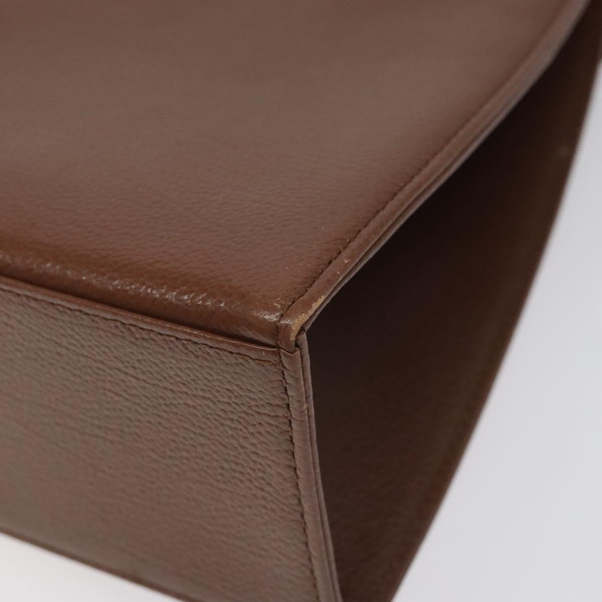 SAINT LAURENT Hand Bag Leather Brown Gold Auth mr1347