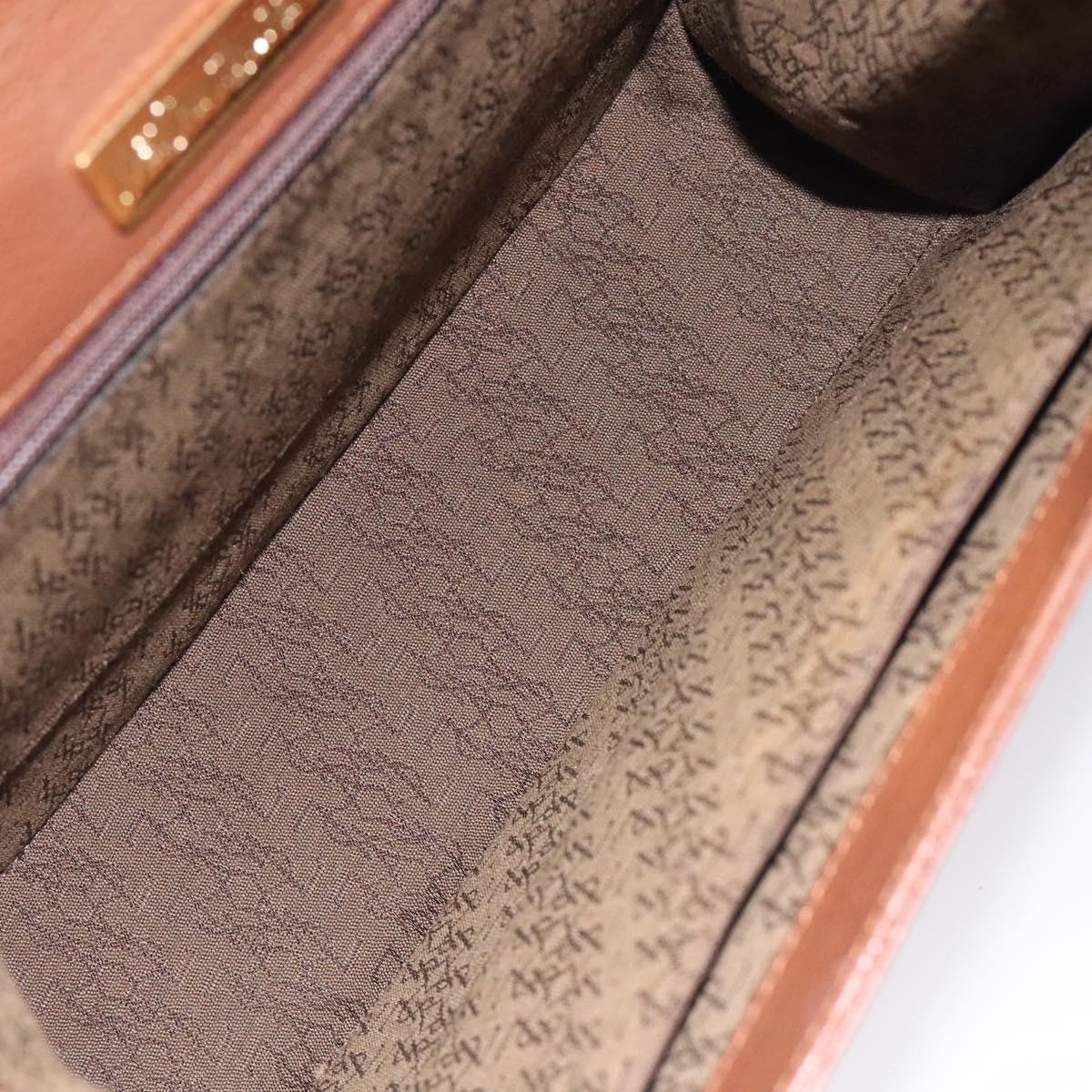 SAINT LAURENT Hand Bag Leather Brown Gold Auth mr1347