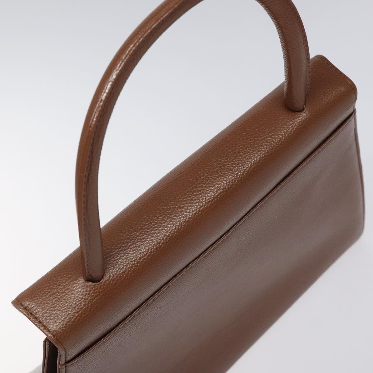 SAINT LAURENT Hand Bag Leather Brown Gold Auth mr1347