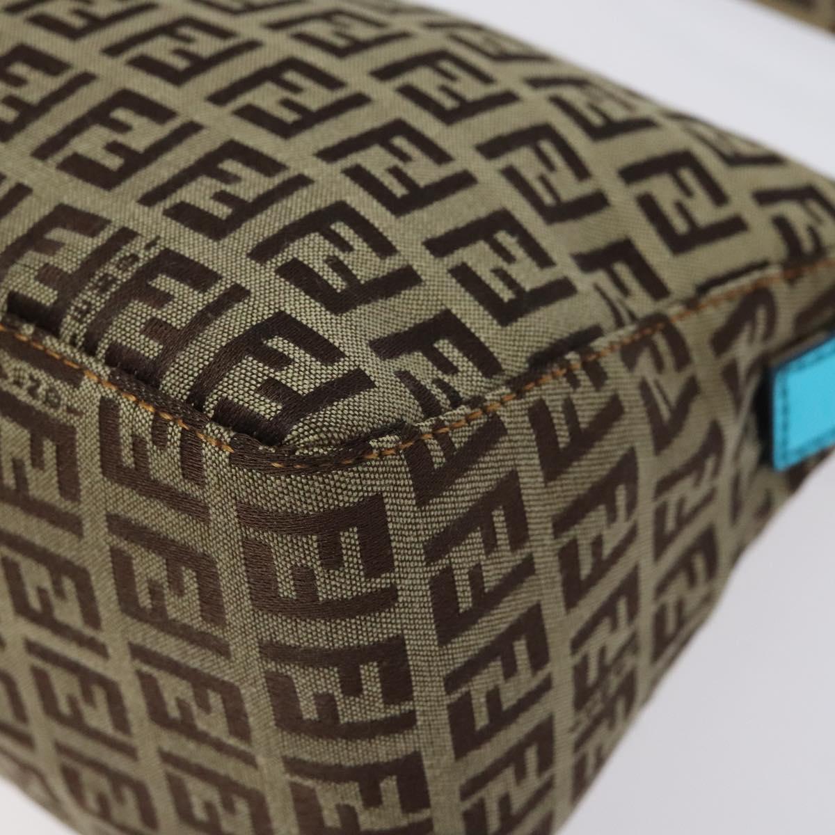 FENDI Zucchino Canvas Hand Bag Black Brown 8BR573 Auth mr1354