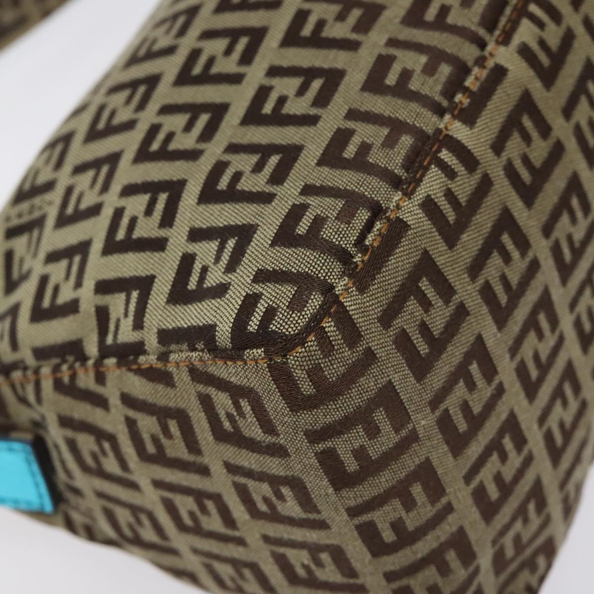 FENDI Zucchino Canvas Hand Bag Black Brown 8BR573 Auth mr1354