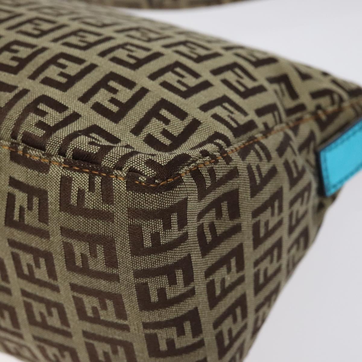 FENDI Zucchino Canvas Hand Bag Black Brown 8BR573 Auth mr1354