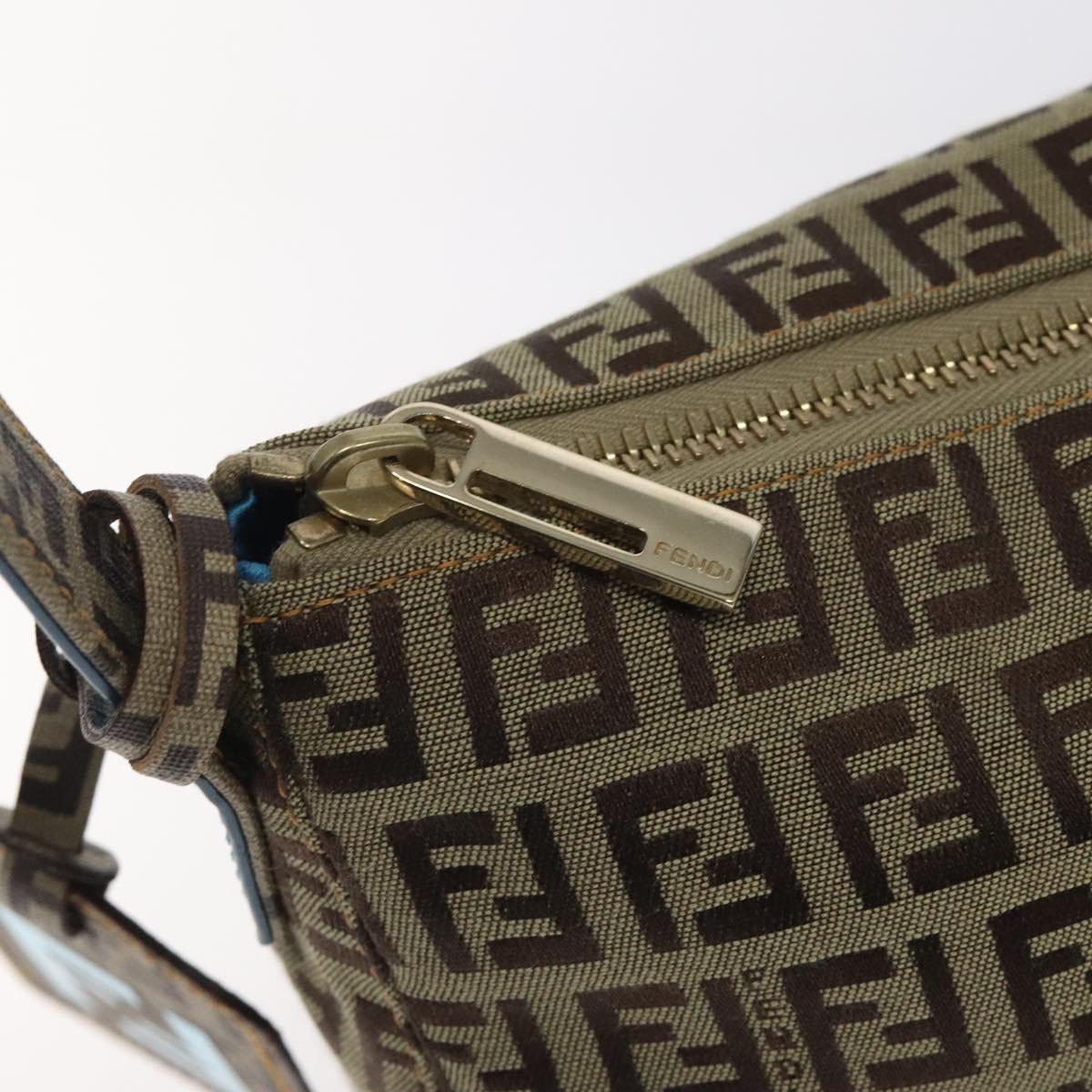 FENDI Zucchino Canvas Hand Bag Black Brown 8BR573 Auth mr1354