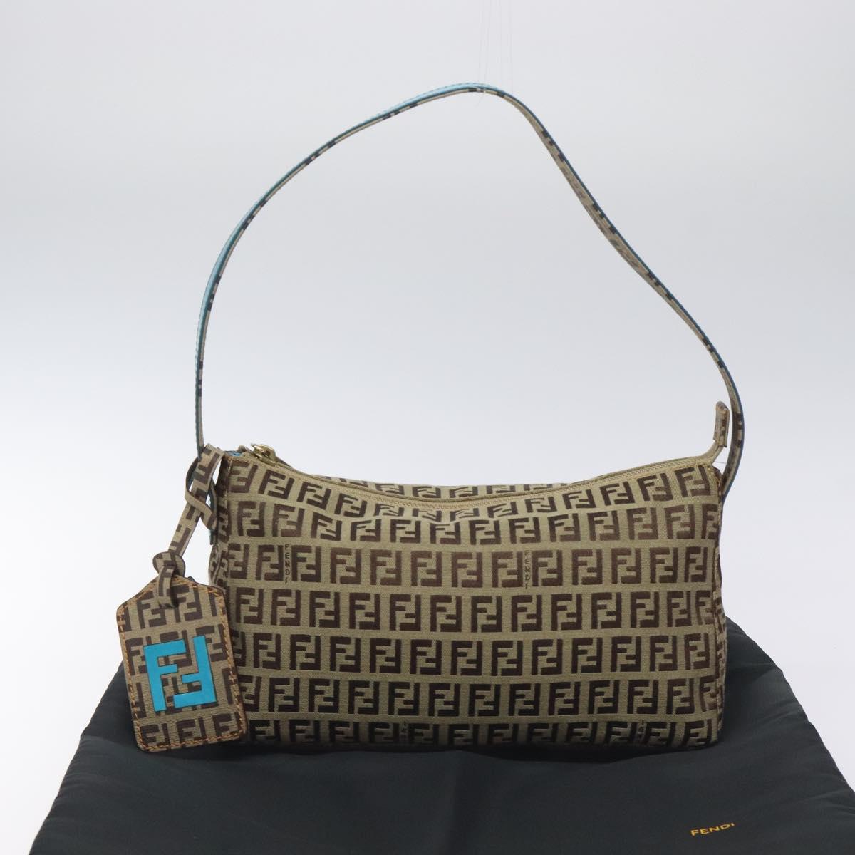 FENDI Zucchino Canvas Hand Bag Black Brown 8BR573 Auth mr1354