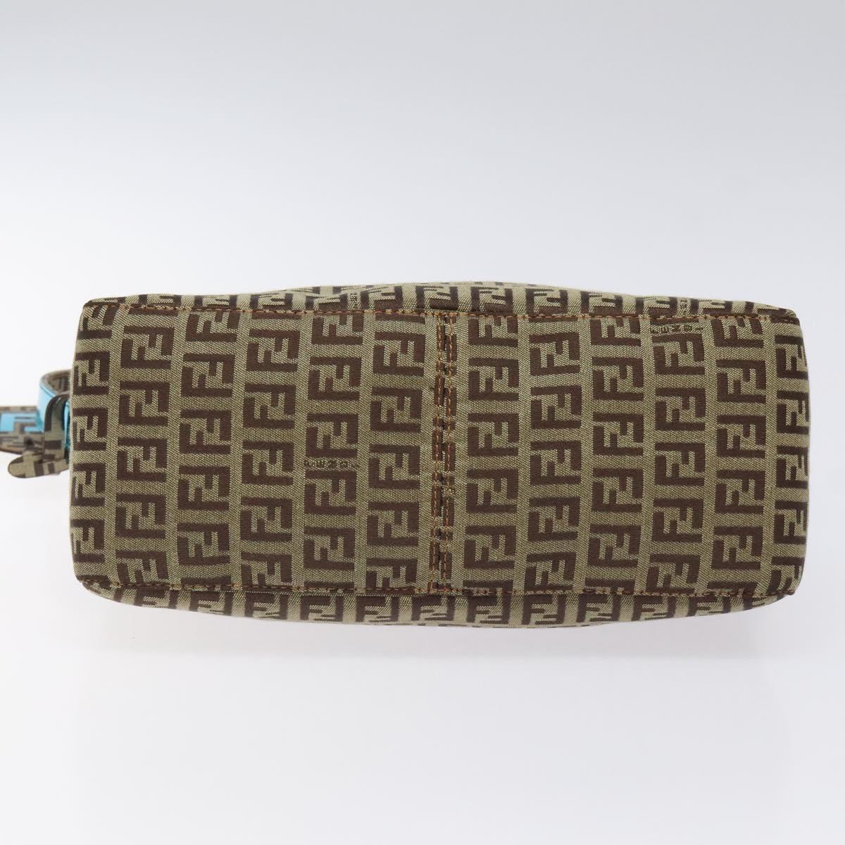 FENDI Zucchino Canvas Hand Bag Black Brown 8BR573 Auth mr1354