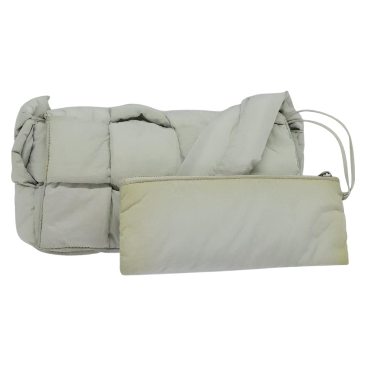 BOTTEGA VENETA MAXI INTRECCIATO Cassette Shoulder Bag Nylon Gray Auth mr1362
