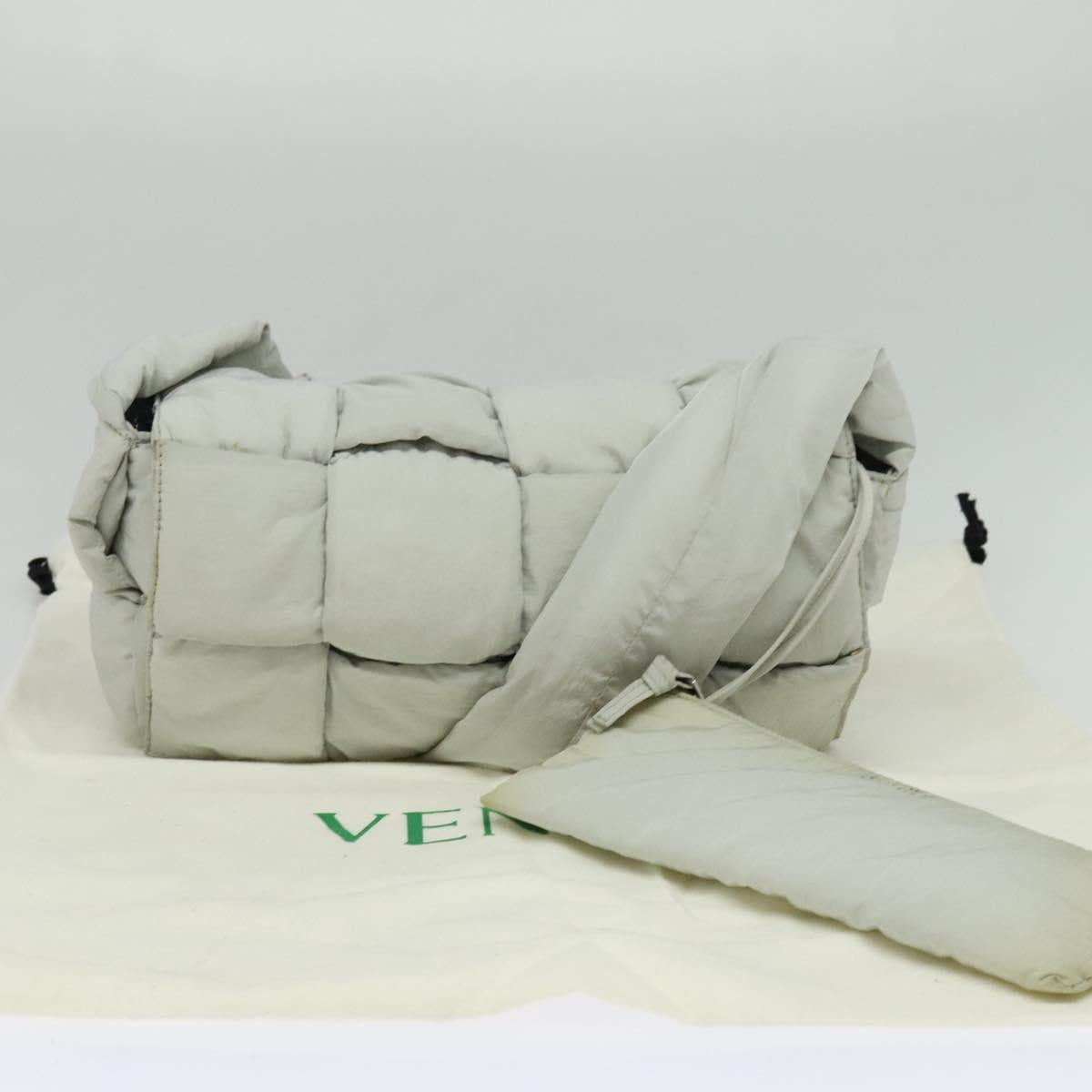BOTTEGA VENETA MAXI INTRECCIATO Cassette Shoulder Bag Nylon Gray Auth mr1362
