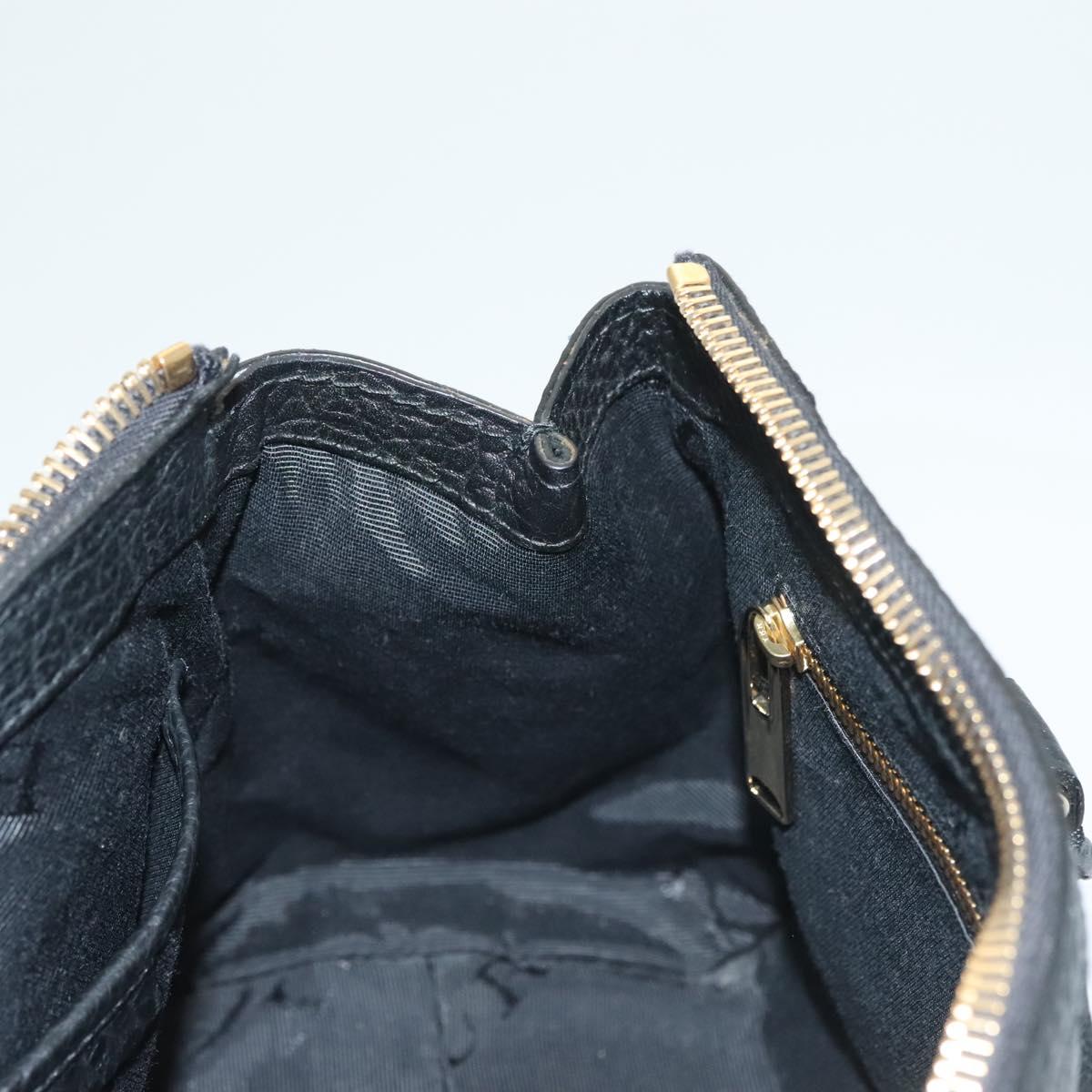 BURBERRY Hand Bag Leather 2way Black Gold Auth mr1365