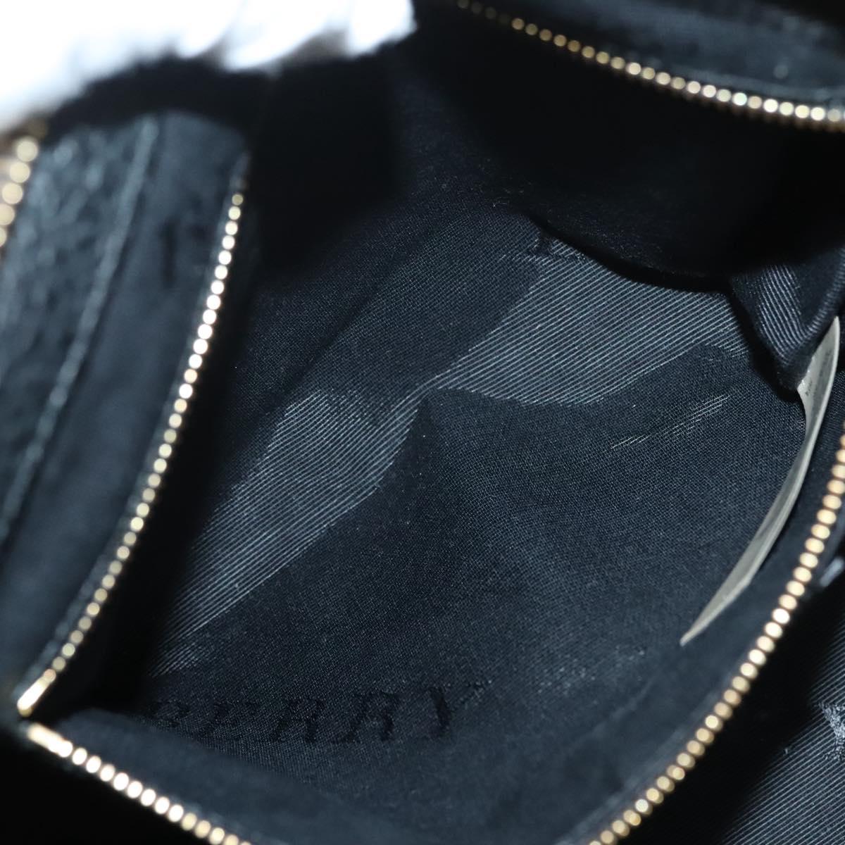 BURBERRY Hand Bag Leather 2way Black Gold Auth mr1365