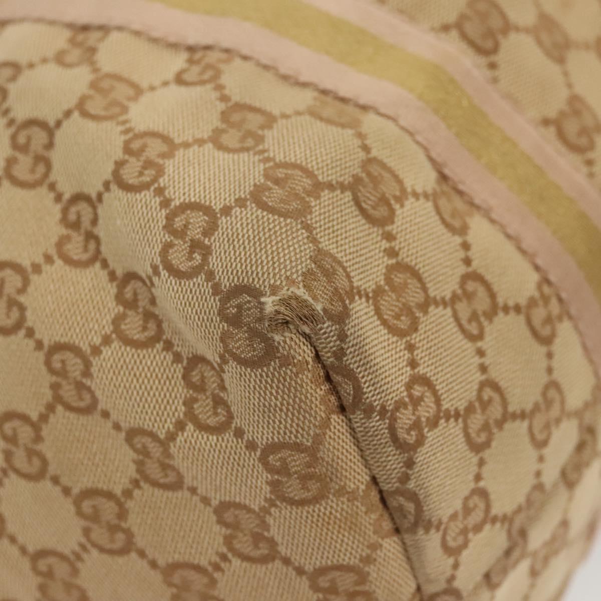 GUCCI GG Canvas Sherry Line Hand Bag Beige Gold 139260 Auth mr1366