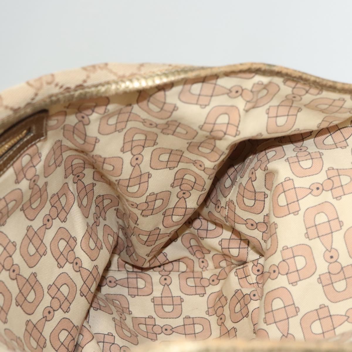GUCCI GG Canvas Sherry Line Hand Bag Beige Gold 139260 Auth mr1366