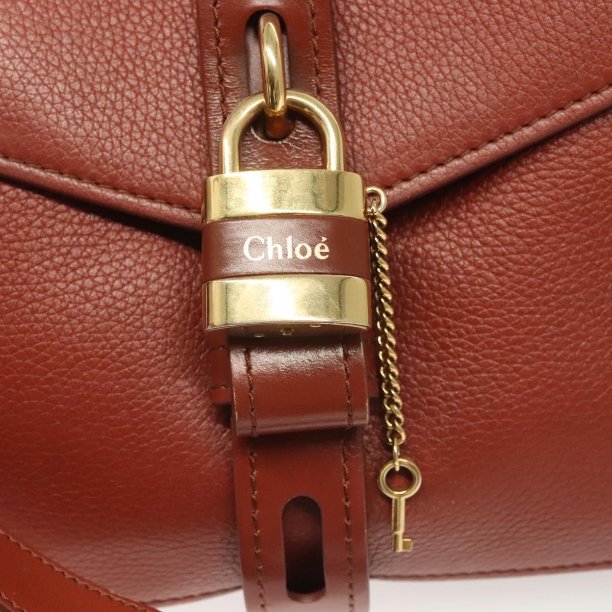 Chloe Abbey Hand Bag Leather 2way Brown Gold Auth mr1375