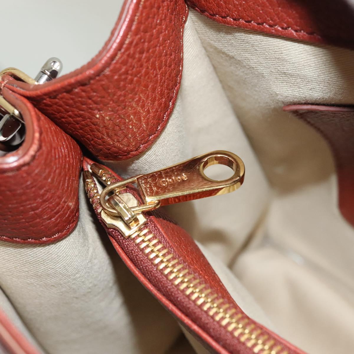 Chloe Abbey Hand Bag Leather 2way Brown Gold Auth mr1375