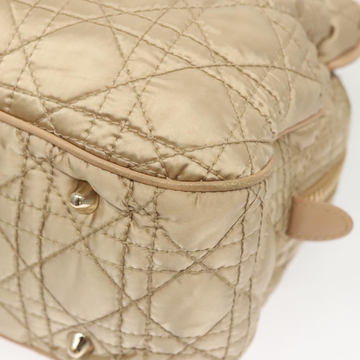 Christian Dior Canage Hand Bag Nylon Beige Gold Auth mr1376