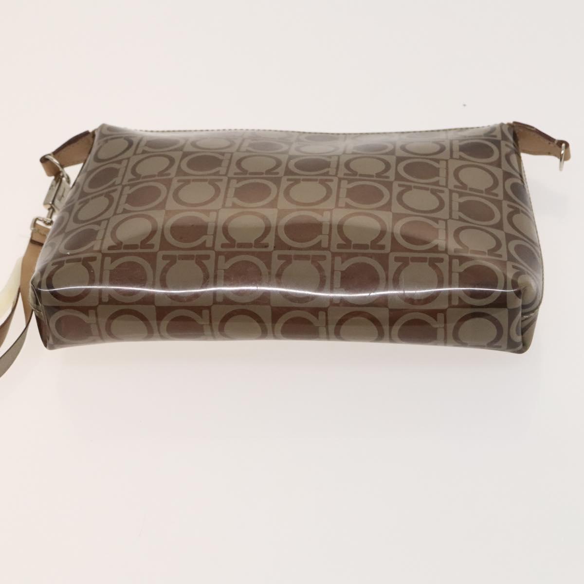 Salvatore Ferragamo Hand Bag Vinyl 2Set Brown Auth mr1382