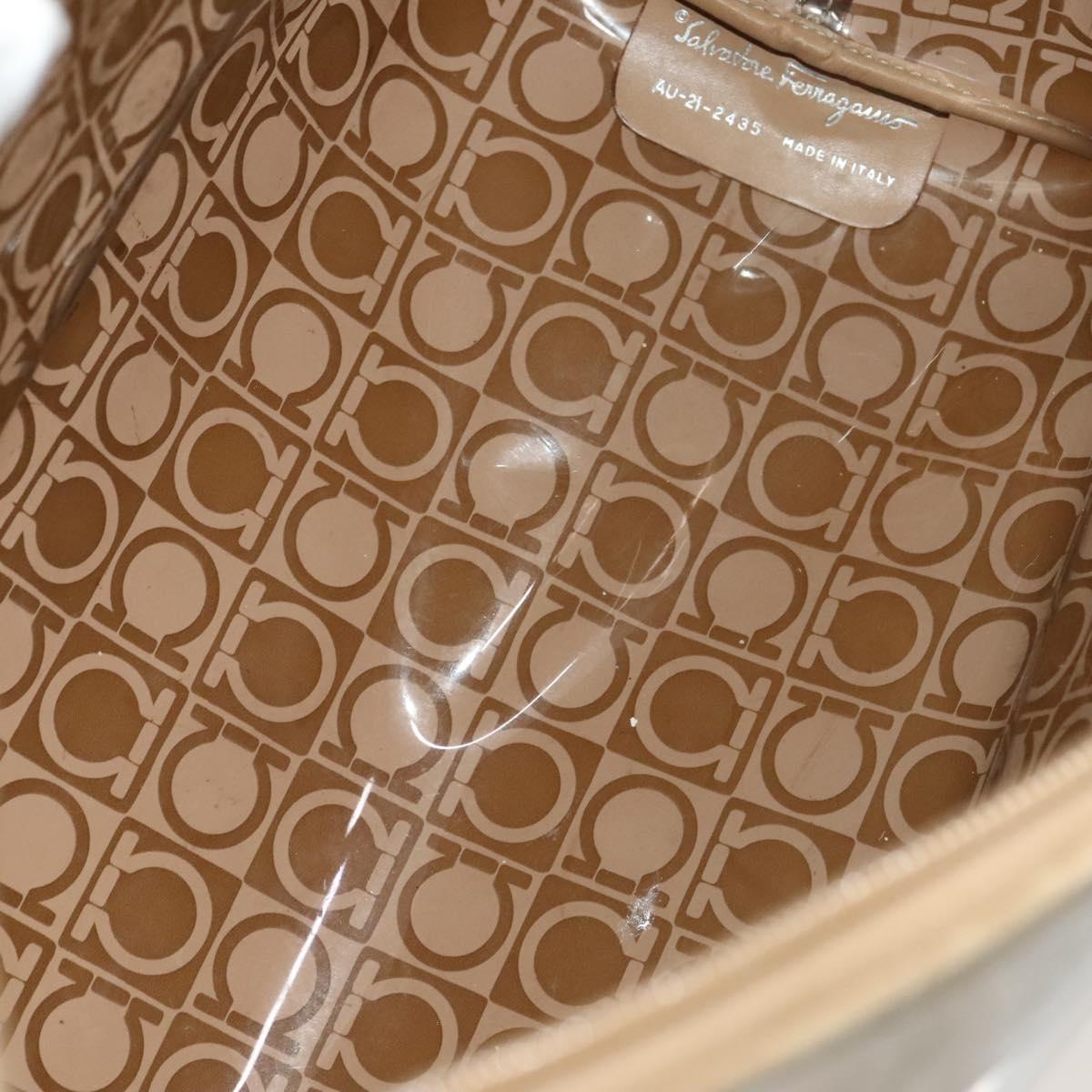 Salvatore Ferragamo Hand Bag Vinyl 2Set Brown Auth mr1382