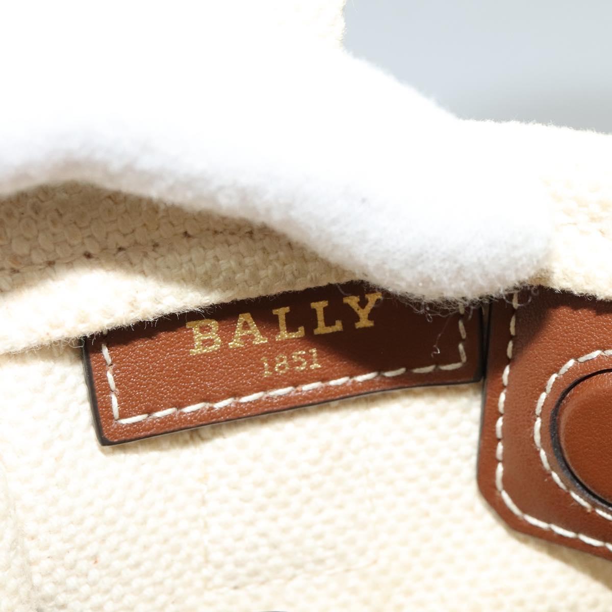 BALLY Crystalia XS Hand Bag Canvas 2way White Gold Auth mr1384