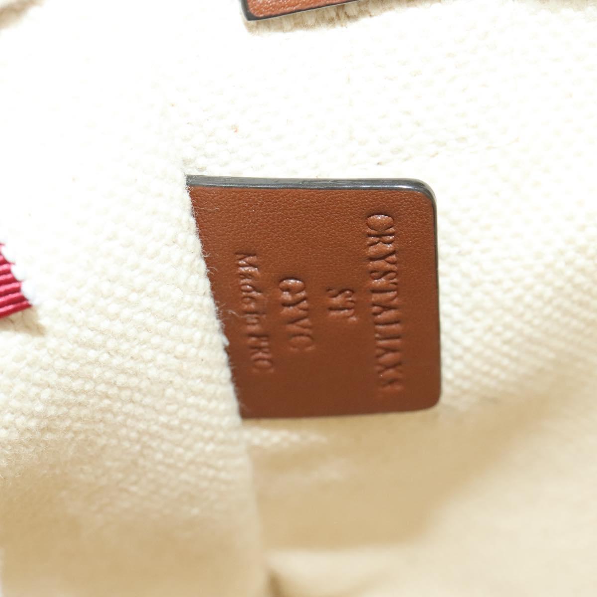 BALLY Crystalia XS Hand Bag Canvas 2way White Gold Auth mr1384
