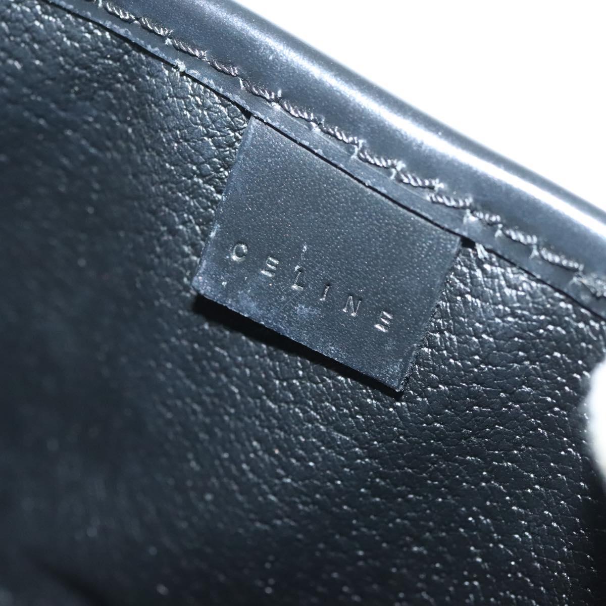 CELINE Macadam Canvas Pouch PVC Leather Black Gold Auth mr1397