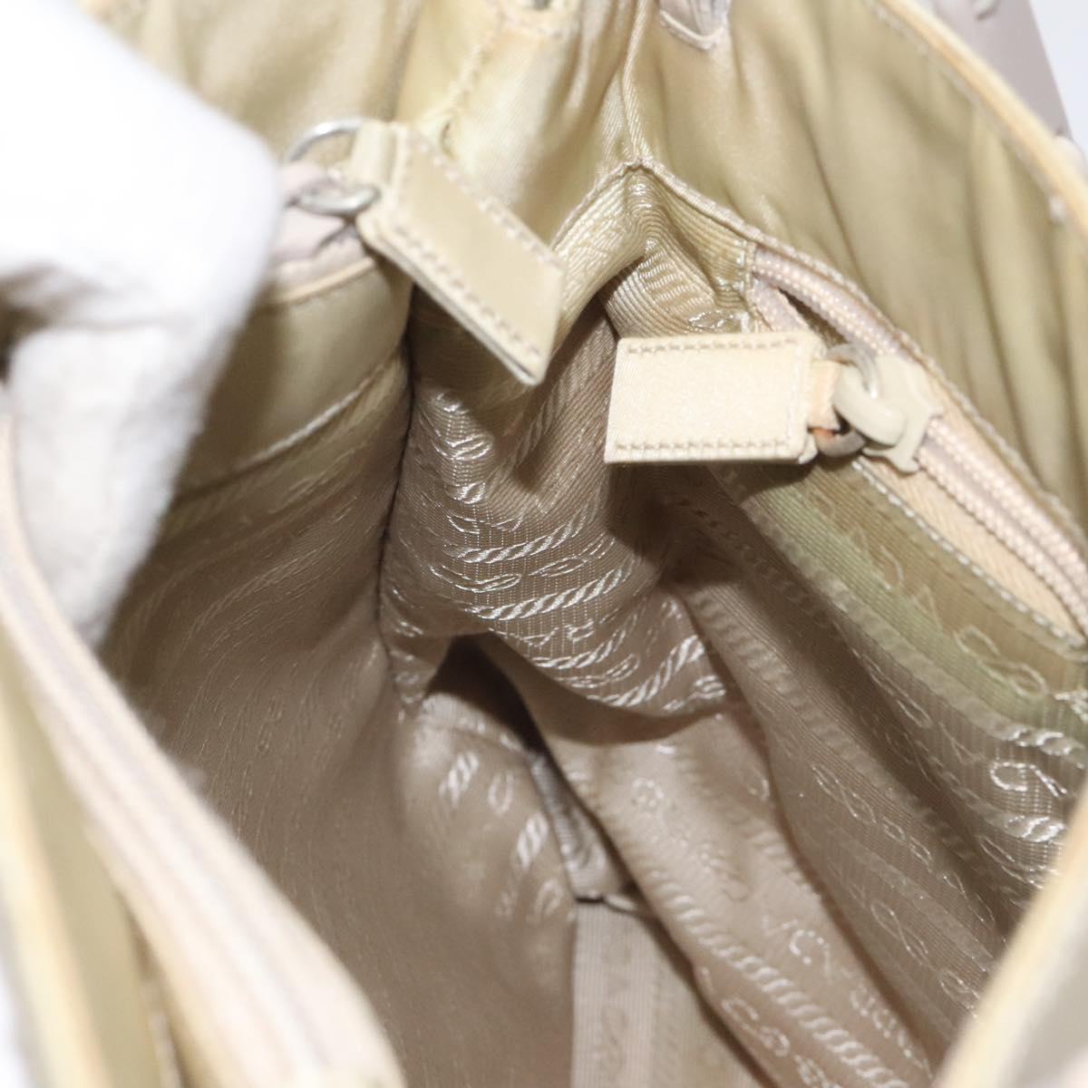 PRADA Chain Tote Bag Nylon White Silver Auth mr1398