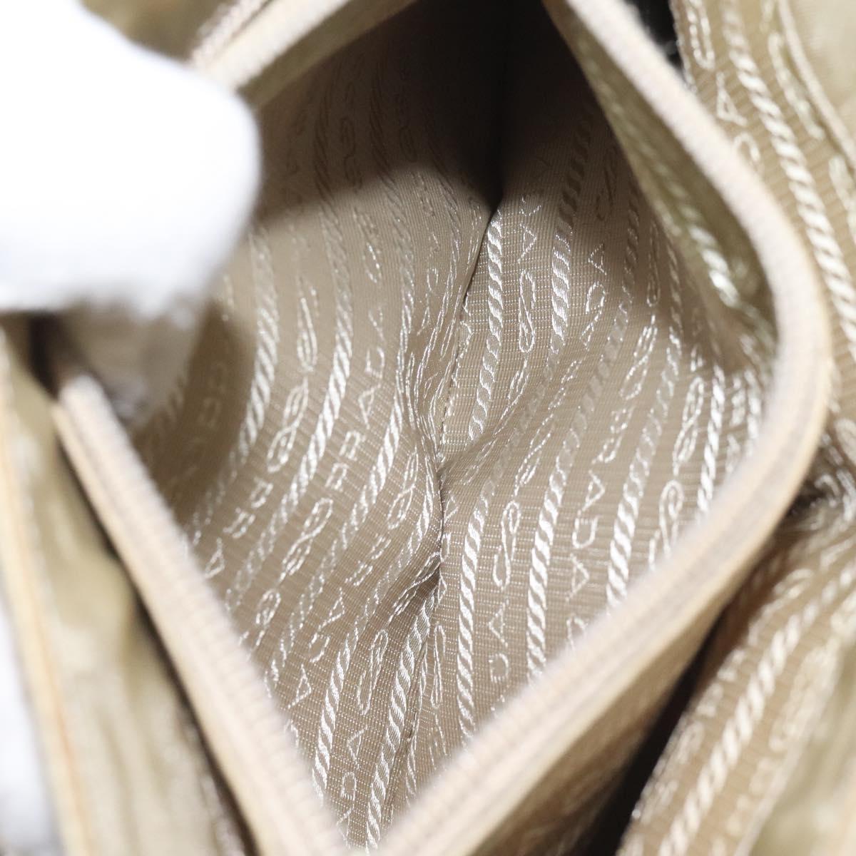 PRADA Chain Tote Bag Nylon White Silver Auth mr1398