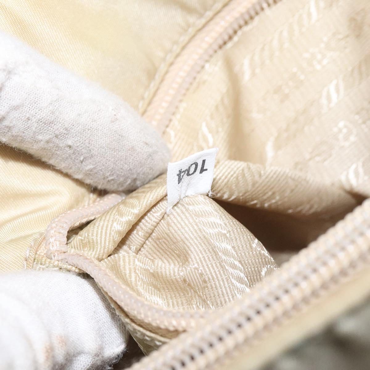 PRADA Chain Tote Bag Nylon White Silver Auth mr1398