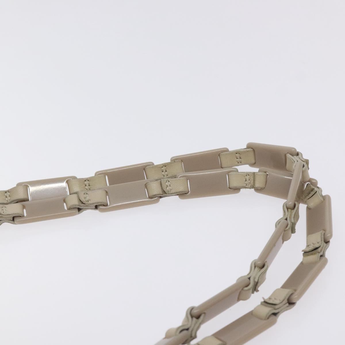 PRADA Chain Tote Bag Nylon White Silver Auth mr1398