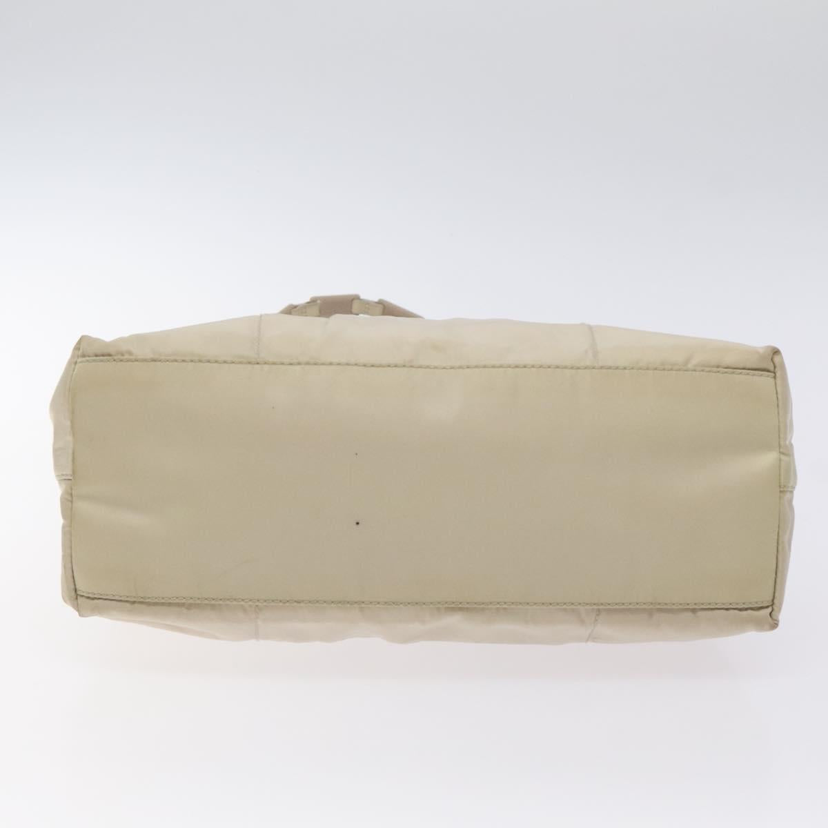 PRADA Chain Tote Bag Nylon White Silver Auth mr1398