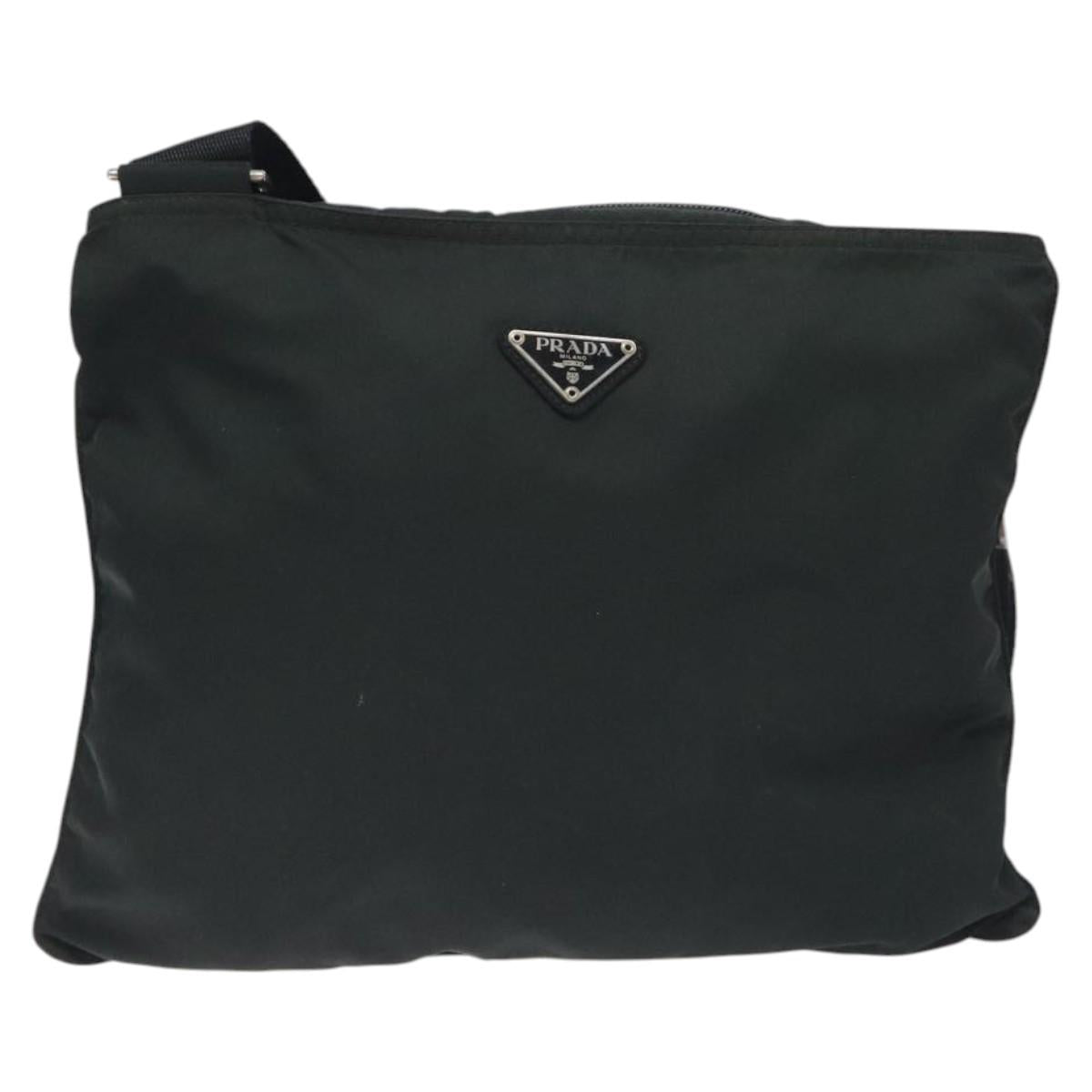 PRADA Shoulder Bag Nylon Black Silver Auth mr1401