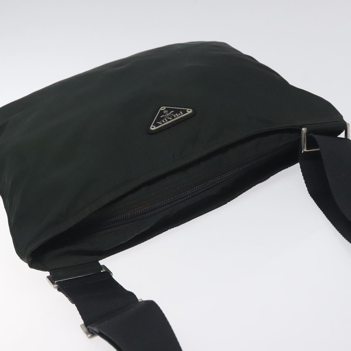 PRADA Shoulder Bag Nylon Black Silver Auth mr1401