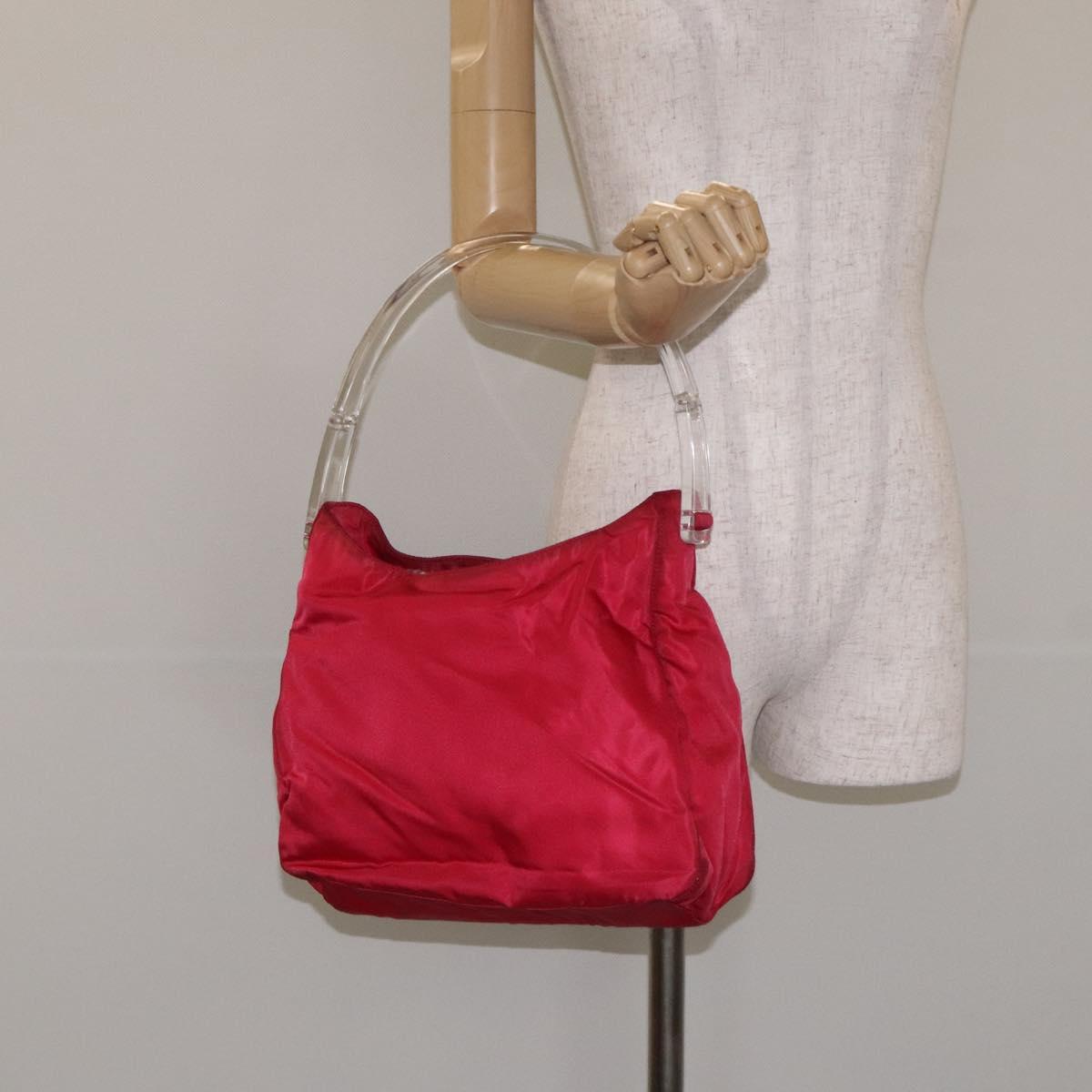 PRADA Hand Bag Nylon Plastic Pink Clear Auth mr1402