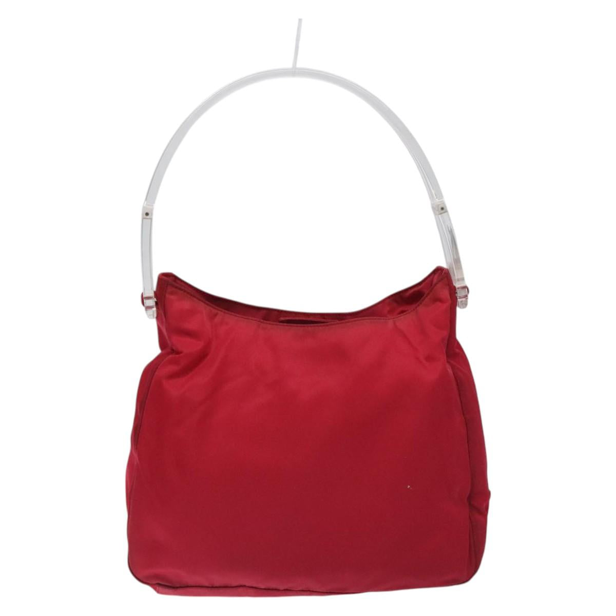 PRADA Hand Bag Nylon Plastic Pink Clear Auth mr1402