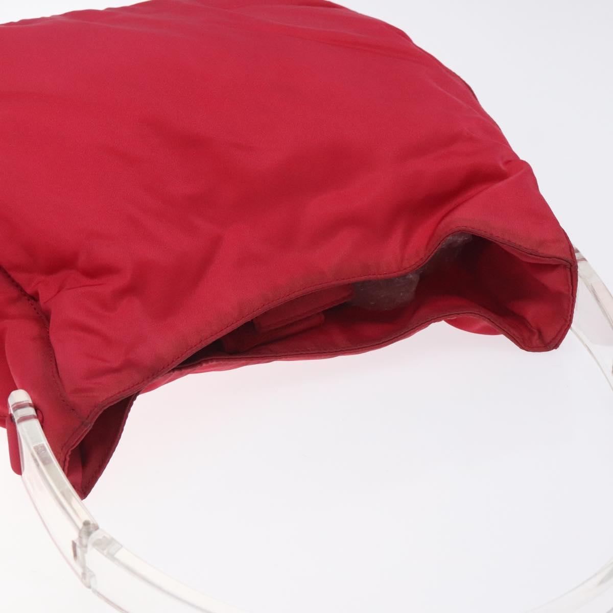 PRADA Hand Bag Nylon Plastic Pink Clear Auth mr1402