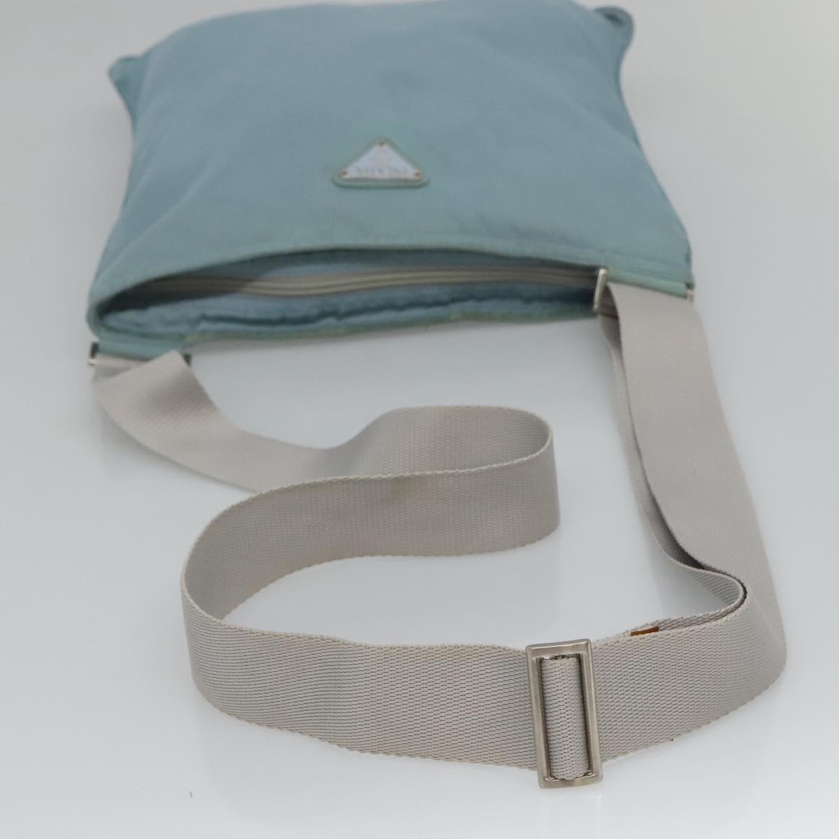 PRADA Shoulder Bag Nylon Blue Silver Auth mr1407