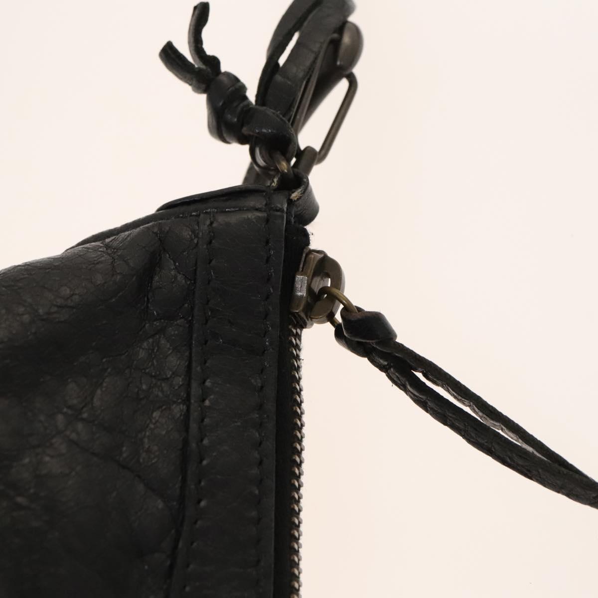 BALENCIAGA City Shoulder Bag Leather Black Auth mr1426
