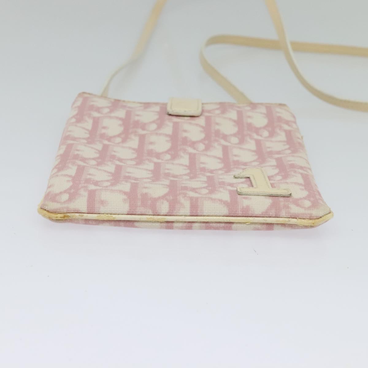 Christian Dior Trotter Canvas Shoulder Bag PVC Pink Auth mr1430