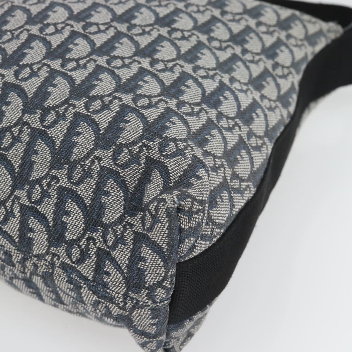 Christian Dior Trotter Canvas Shoulder Bag Navy Silver Auth mr1433