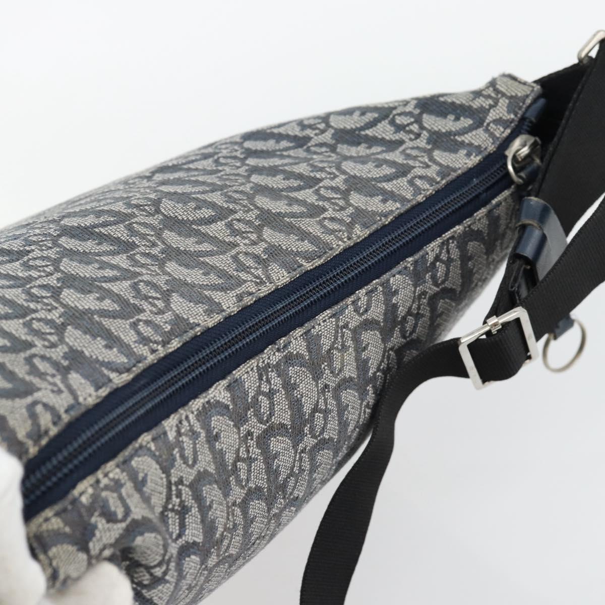 Christian Dior Trotter Canvas Shoulder Bag Navy Silver Auth mr1433