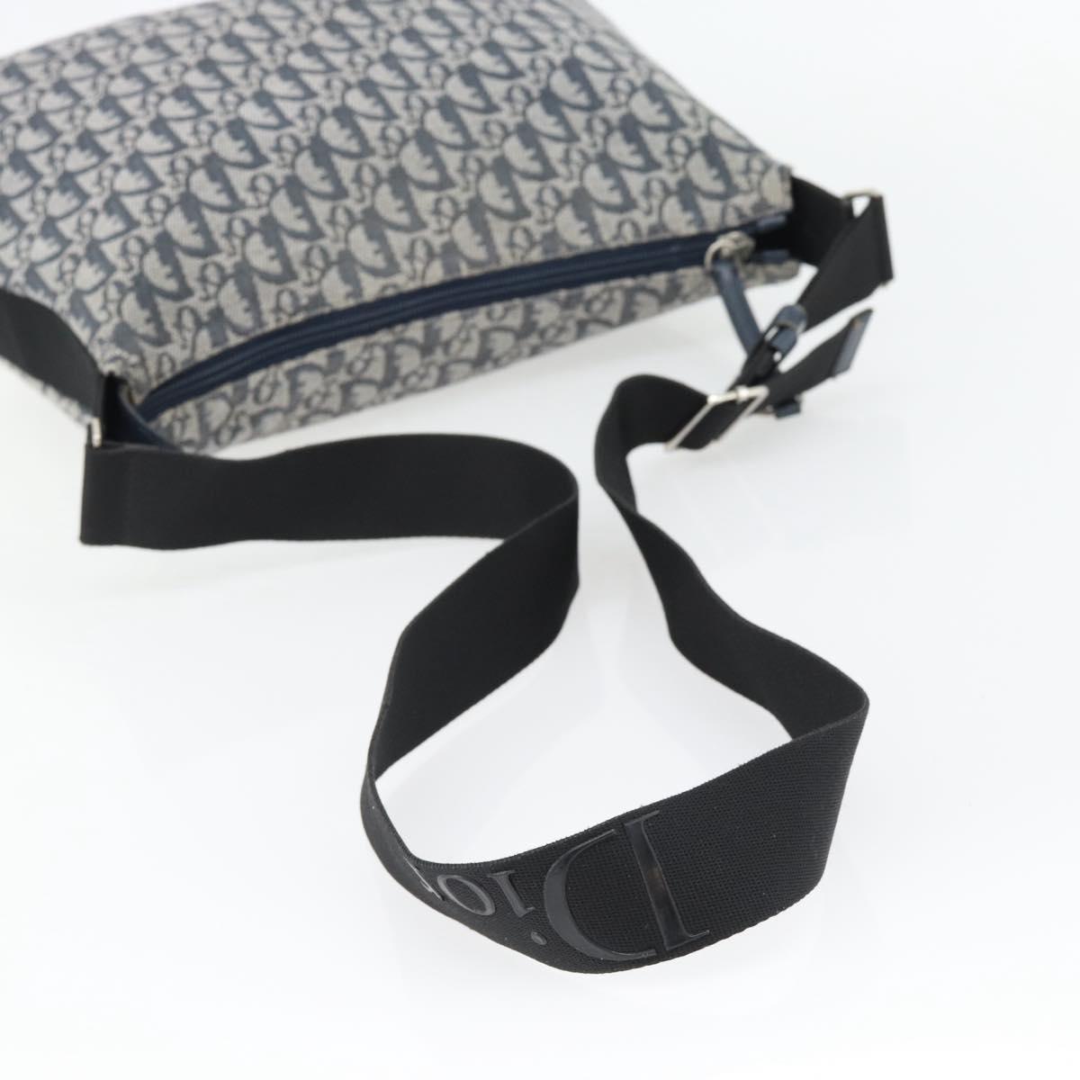 Christian Dior Trotter Canvas Shoulder Bag Navy Silver Auth mr1433
