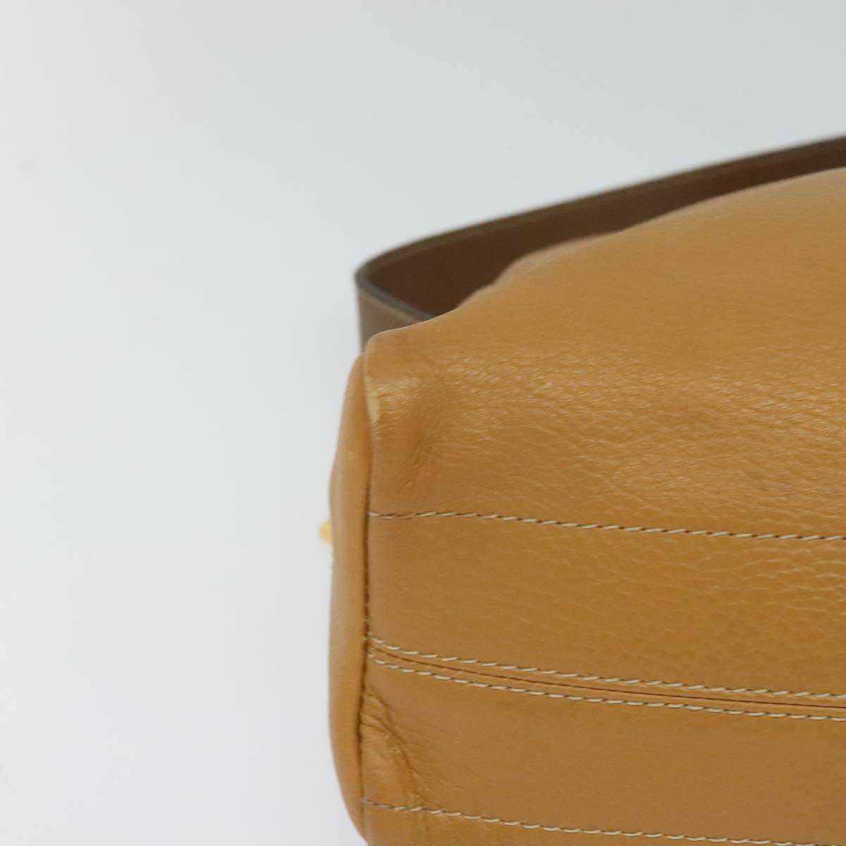 LOEWE Shoulder Bag Leather Brown Gold Auth mr1450