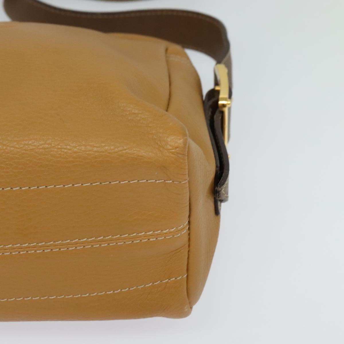 LOEWE Shoulder Bag Leather Brown Gold Auth mr1450