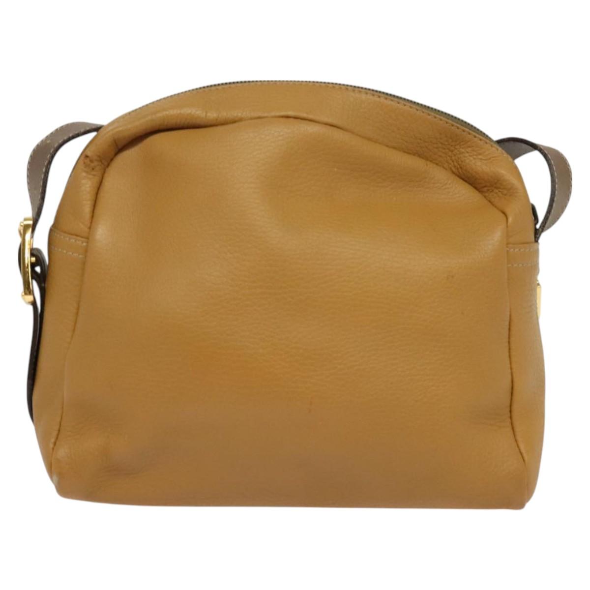 LOEWE Shoulder Bag Leather Brown Gold Auth mr1450