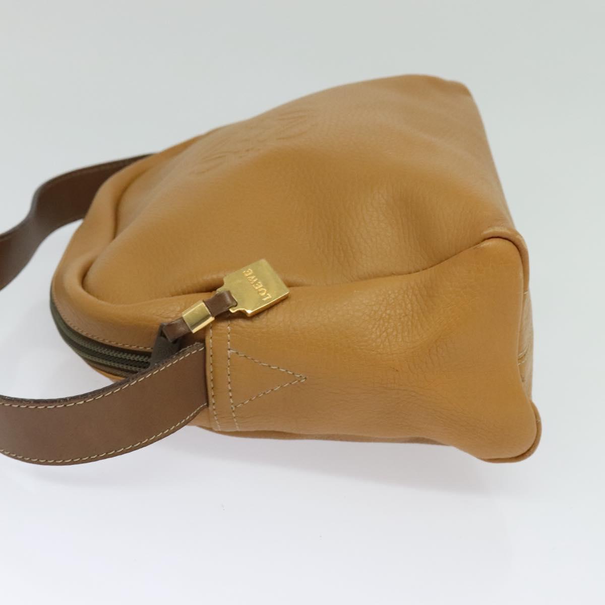 LOEWE Shoulder Bag Leather Brown Gold Auth mr1450