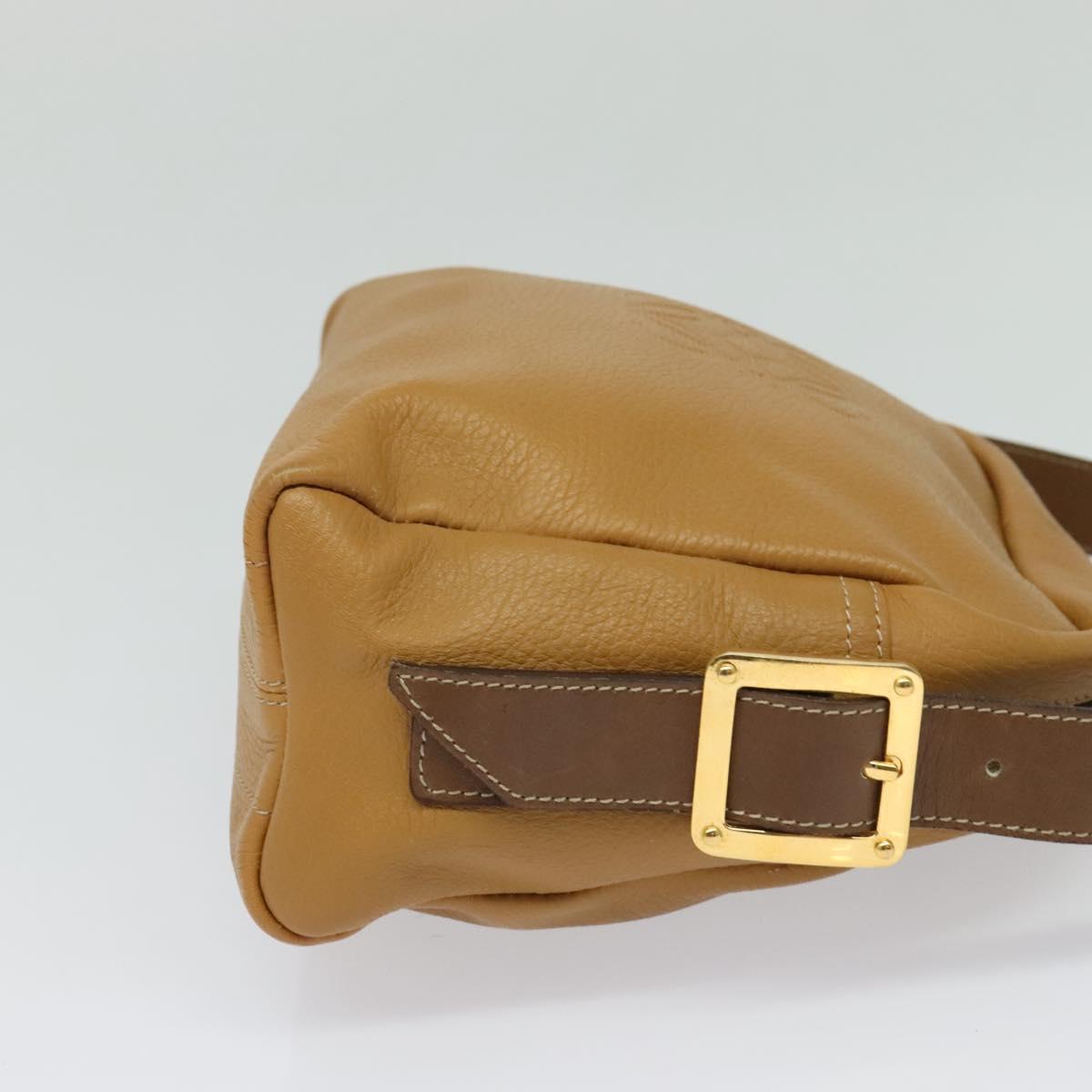 LOEWE Shoulder Bag Leather Brown Gold Auth mr1450