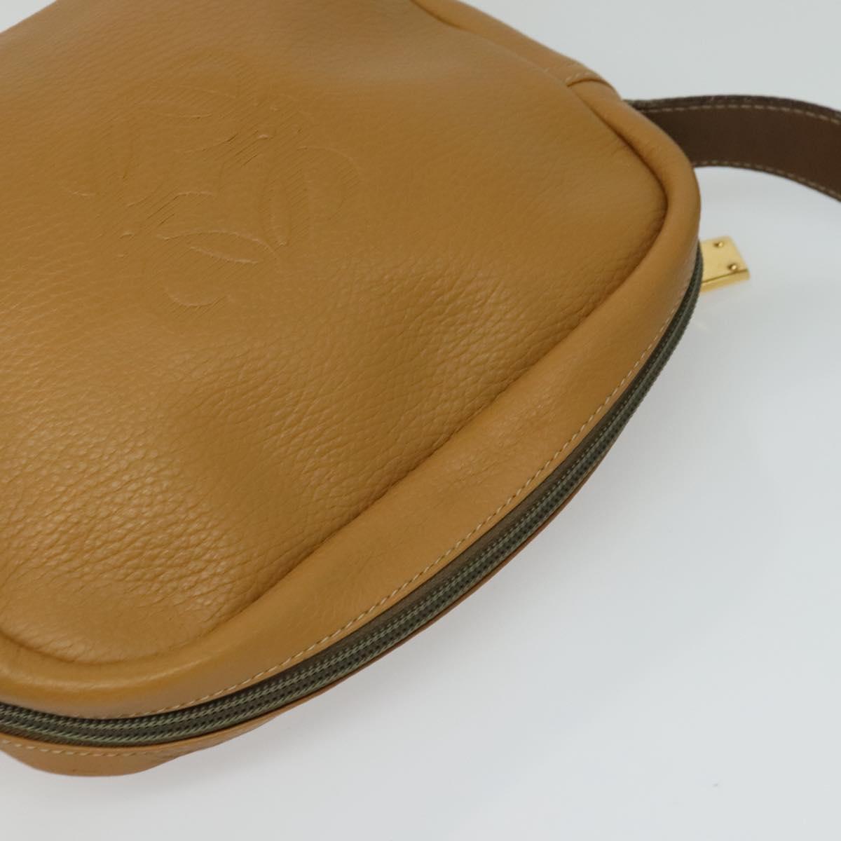 LOEWE Shoulder Bag Leather Brown Gold Auth mr1450