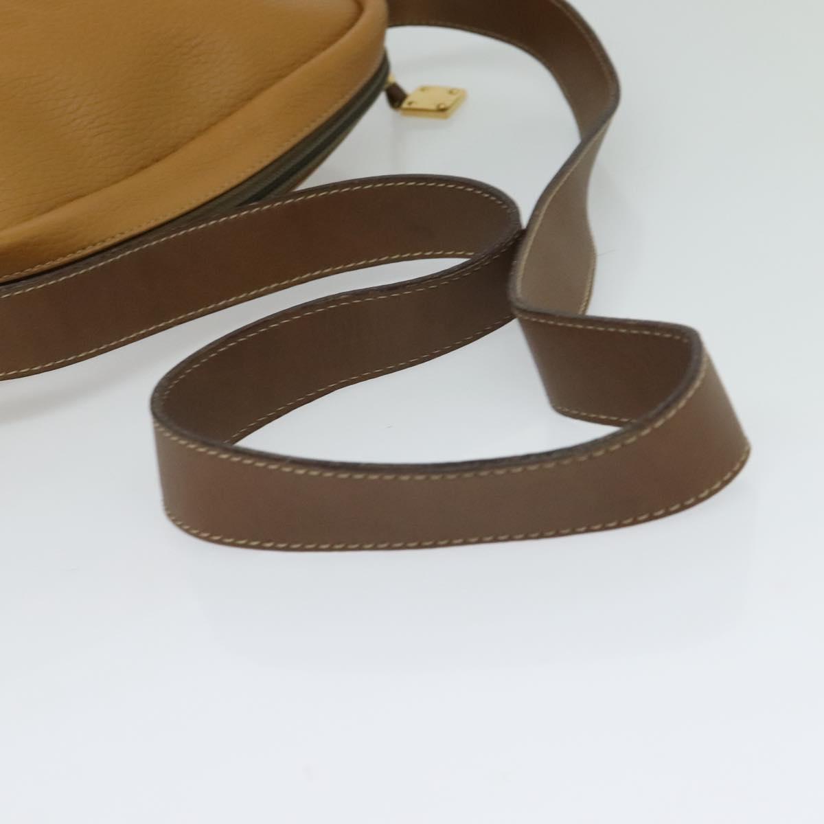 LOEWE Shoulder Bag Leather Brown Gold Auth mr1450