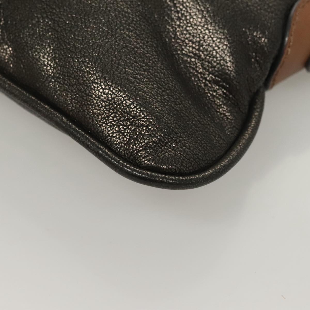 Chloe Kerala Horse Hand Bag Leather Black Gold Auth mr1458